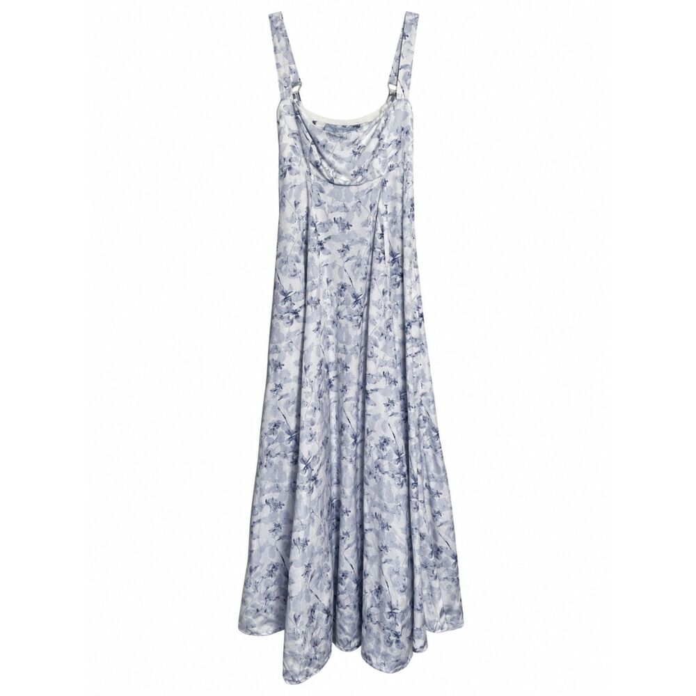 Hill House Home Ezra Dress XXS Blue Floral Batik Stripe Cotton Maxi